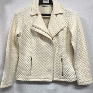 Cream Quilted MOTO a3 Cotton Blend NICE! Jacket XS